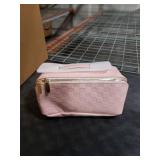 ALEXTINA Travel Makeup Bag, Vegan Leather Large Capacity Cosmetic Bags for Women,Waterproof Portable Pouch Open Flat Toiletry Bag Makeup Bag Organizer with Fixed Divider, Pink