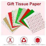 200 Pack Christmas Tissue Paper Gift Wrapping Bulk 20X20 Inch, AORZIT 12 Assorted Design Xmas Tissue Paper for Gift Packing Boxes DIY Crafts Birthday Holiday Decoration