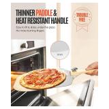 Pizza Peel Aluminum Pizza Spatula, Mooues 12 inch Metal Pizza Paddle(12x 14)with Rocker Cutter Foldable Wood Handle, [Storage bag included], for Family Pizza Oven Baking Pizza, Dough, Bread & Pastry