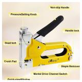 Topec Upholstery Staple Gun Heavy Duty, 3-in-1 Stapler Gun with Staples, Manual Brad Nailer Power Adjustment Wood Stapler for Crafts, Wall, Upholstering, Furniture, DIY