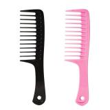 Fgail 2PCS Wide Tooth Comb for Curly Hair, Large Detangling Comb for Wet or Dry Hair, Shower Comb for Women and Men(Black-Pink)
