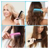 Fgail 2PCS Wide Tooth Comb for Curly Hair, Large Detangling Comb for Wet or Dry Hair, Shower Comb for Women and Men(Black-Pink)