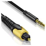 NCGGY 192KHz DAC Optical to 3.5mm Converter,Optical Audio Cable to AUX Cable Adapter,Digital to Analog Audio Converter for HDTV DVD Set-top Boxes (Unidirectional from O-ptical to AUX Only)-3FT