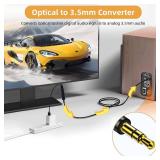 NCGGY 192KHz DAC Optical to 3.5mm Converter,Optical Audio Cable to AUX Cable Adapter,Digital to Analog Audio Converter for HDTV DVD Set-top Boxes (Unidirectional from O-ptical to AUX Only)-3FT