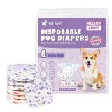 Pet Soft Female Dog Diapers - Disposable Doggie Diapers with Wetness Indicator, Puppy & Cat Diaper Super Absorbent, Fit for Female Dog in Heat or Incontinence, 40pcs (M, Mixed)