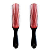 MDSTYLE Hair Brush for Curly, Thick, Wavy and Coily Hair - Curl Defining, Detangling, Styling, Blowdrying, Shaping - 9 Row Detangler Brush for Women and Men - Dry or Wet (Black Regular - 2 Pack)