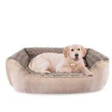 JOEJOY Rectangle Dog Bed for Large Medium Small Dogs - Washable Orthopedic Sofa Bed, Soft Breathable Puppy & Pet Cuddler, Durable Calming Dog Bed with Anti-Slip Bottom, Multiple Sizes, Beige