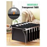 Extra Capacity Plastic Hanging File Folders Pack Reinforced Hang Folder, Heavy Duty 1 Inch Expansion, Filing Cabinet Folders Letter Size for Bulk Files/Medical Charts, Black