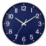 HZDHCLH Navy Blue Wall Clocks Battery Operated,12 inch Silent Non Ticking Modern Wall Clock for Living Room Bedroom Kitchen Office Classroom Decor