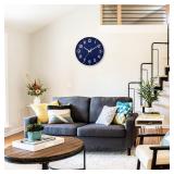 HZDHCLH Navy Blue Wall Clocks Battery Operated,12 inch Silent Non Ticking Modern Wall Clock for Living Room Bedroom Kitchen Office Classroom Decor