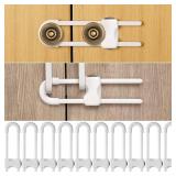Jetec 10 Pieces Cabinet Locks for Babies, U-Shaped Proofing Drawers Safety Child Locks Adjustable, Easy to Use Childproof Latch for Knob Handle on Kitchen Door Storage Cupboard Closet (White)