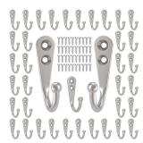 POZEAN Wall Hooks - Silver Coat and Towel Hooks with Screws, for Hanging Coats, Scarves, Bags, Towels, Keys, Caps, Cups, Hats and More