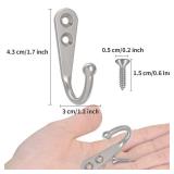 POZEAN Wall Hooks - Silver Coat and Towel Hooks with Screws, for Hanging Coats, Scarves, Bags, Towels, Keys, Caps, Cups, Hats and More