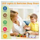 Chillife Busy Board Montessori Toys Wooden Sensory Board with 19 LED Light, Switch, Button Travel Activity Educational Learning Toddler Toys for 1-3 Year Old Boy and Girl