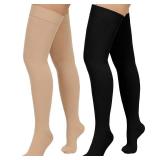 Totexil 2 Pairs Compression Stockings for Women & Men,20-30mmHg Thigh High Compression Socks,Closed Toe Medical Compression Socks with Silicone Dot Band-Best Support for Nursing Sports Varicose Veins