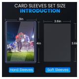 Card Sleeves Top Loaders for Cards, 3 x 4 Hard Plastic Toploaders, Baseball Card Protectors, Trading Card Holder for Football Sports Cards (100 Toploaders + 100 Penny Sleeves)