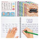 Henoyso 6 Pcs 100 Pages Spiral Primary Composition Notebook K-2 Primary Journal Marble Drawing Handwriting Practice Paper for Kids Kindergarten Preschool 1st 2nd Grade Student Supplies (Rainbow)