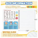 Henoyso 6 Pcs 100 Pages Spiral Primary Composition Notebook K-2 Primary Journal Marble Drawing Handwriting Practice Paper for Kids Kindergarten Preschool 1st 2nd Grade Student Supplies (Rainbow)