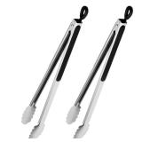 Grill Tongs, 17 Inch Extra Long BBQ Tongs, Premium Stainless Steel Metal Tongs for Cooking, Grilling, Charcoal, Barbecue/BBQ, Buffet (17, 2PCS)