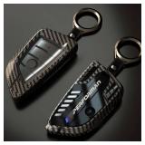 Phmnkl Alloy Car Key Case Rings Cover Holder for BMW 1 3 5 7 Series 530 F48 X1 X2 X3 X4 X5 X6 Classic Engine Head Concept (A Style Carbon Fiber)