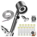 HOTIMO Filtered Shower Head with Handheld - High Pressure 3 Spray Modes Showerhead with Filters, 12 Replaceable Water Softener Filters for Hard Water | Ion Shower Drops Head with 75 Anti-Burst Hose
