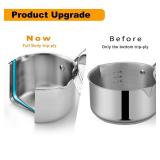 Cyrosa 2.0 Quart Saucepan with Lid, Stainless Steel Sauce Pot with Strainer Lid, Two Side Spouts for Easy Pour with Ergonomic Handle, Dishwasher Safe