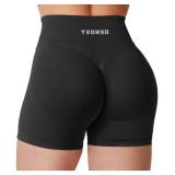 YEOREO Hidden Scrunch Workout Shorts Vision Women Seamless Gym Shorts High Waist Yoga Shorts Black S