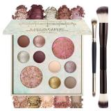 UCANBE Full Size Baked Makeup Palette Set - Include Bronzer, 8 Eyeshadows & Brushes, Pigmented All-in-One Face & Eye Compact Powder Beauty Holiday Gift Kit for Starter & Pros, Travel Friendly NO BRUSH