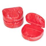 Practicon Marble Retainer Cases, Orthodontic Aligner Case, Mouth Guard Holder (2 Pack) (Red)