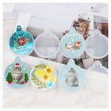 2pcs 4-Cavity Deep Round Christmas Ornament Resin Mold,Round Silicone Keychain Molds for Epoxy Resin,Christmas Tree Decorations Christmas Bauble Silicone Mold Halloween