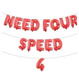 Need Four Speed 4 Birthday Decoration Need Four Speed Balloons Backdrop Racing Car 4th Birthday Decoration Boys Race Car Themed 4th Birthday Party Supplies (NEED FOUR SPEED 4 Red)