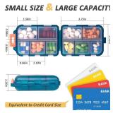 2 Pcs Travel Pill Organizer, Portable Travel Medicine Daily Pill Container Organizer 7 Day Pill Case Storage Vitamin Fish Oil (White & Blue) NO LABELS