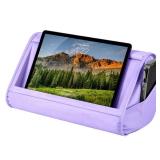 LAPGEAR Tablet Pillow Stand - 11 Slot for iPads, Galaxy Tabs, Kindles, E-Readers & Phones | Cushioned Holder with Storage Pocket & Handle | Purple Amethyst - Style No. 33102