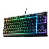 SteelSeries Apex 3 TKL RGB Gaming Keyboard Tenkeyless Compact Form Factor - 8-Zone RGB Illumination IP32 Water & Dust Resistant Whisper Quiet Gaming Switch Gaming Grade Anti-Ghosting,Black