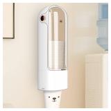 Cup Dispenser, Disposable Cup Holder for 5-7 oz Paper Cups and Plastic Cups, Wall Mount Water Cooler Cup Holder for Bathroom Office Home Gym, Pull Type Water Cup Dispenser with Clear Window - White