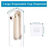 Cup Dispenser, Disposable Cup Holder for 5-7 oz Paper Cups and Plastic Cups, Wall Mount Water Cooler Cup Holder for Bathroom Office Home Gym, Pull Type Water Cup Dispenser with Clear Window - White
