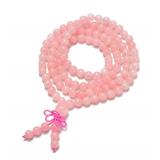 AD Beads Natural Gemstones Buddhist 108 Prayer Healing Beads Mala Stretchy Bracelet Necklace 6mm (Rose Quartz)