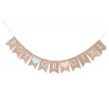 Boy or Girl Burlap Banner - Rustic Gender Reveal Banner, Baby Shower Decorations