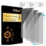 Ailun 3Pack for iPhone 17 Pro Privacy Screen Protector [6.3 inch]+ 3Pack Camera Lens Protector with Installation Frame,Dynamic Island Compatible,Anti Spy Tempered Glass[Not for iPhone 17/17ProMax/Air]