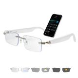 AI Smart Glasses for Men & Women Spring-hinged Bluetooth 6.0 Smart Glasses with 164 Languages (Real-Time Translation), Photochromic Lens Free App Rimless AI Translator Glasses for Work/Travel (Whi