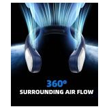Meonov Neck Fan, LED Display USB Rechargeable Portable Fan,360° Cooling Bladeless Personal Fan, 4000 mAh 3 Speeds Adjustable Wearable Fan for Women,Travel, Gift, Home, Office, Men