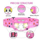 LHKNL Headlamp Flashlight, High Lumen Bright LED Rechargeable Headlight with White Red Light, 1-Pack Waterproof Motion Sensor Head Lamp, 8 Mode for Camping Running Hiking Fishing Gear- Pink