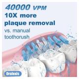 ORALEXIS Electric Toothbrush for Adults and Kids, with Tongue Scraper and 8 Brush Heads, One Fast Charge Last 120 Days, 40000 VPM Deep Clean, Sonic Travel Toothbrush - Pink