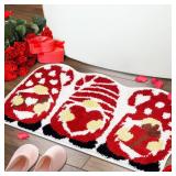 Hexagram Valentines Day Bathroom Rug, Valentines Day Bathroom Decor, Gnomes Bath Mat Decorations, Farmhouse Soft Non Slip Washable mat 16x31 Inches