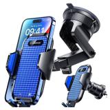 VANMASS [True Military-Grade] Car Phone Holder [Best Suction & Clip] Cell Phone Mount for Dashboard Windshield Vent Truck Cradle Dash Stand for iPhone 15 Pro Max 14 13 12 Android, Blue