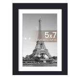 upsimples 5x7 Picture Frame, Display Pictures 4x6 with Mat or 5 x 7 Without, Wall Hanging Photo Frames, Black, 1 Pack