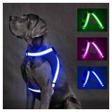 ChalkLit Light Up Dog Harness, No Pull Led Dog Harness Glow-in-The-Dark for Night Walking, USB Rechargeable Lighted Safety Vest for Small Dogs, Adjustable Soft Mesh Fully Illuminated (Blue, Small)
