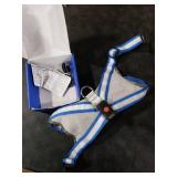 ChalkLit Light Up Dog Harness, No Pull Led Dog Harness Glow-in-The-Dark for Night Walking, USB Rechargeable Lighted Safety Vest for Small Dogs, Adjustable Soft Mesh Fully Illuminated (Blue, Small)