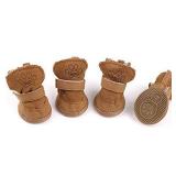 URBEST Dog Shoes with Hook Loop Closure Booties Pet Dog Chihuahua Shoes Boots, 4Pcs (4#, Brown)