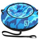 Toffos 57 Snow Tube with 600D Oxford Cover, Heavy Duty Snow Sled for Adults with Thickened Bottom, Inflatable Cold Resistance Sledding Toboggan Winter Outdoor Skiing Fun Toys